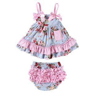 Baby Girls Floral Swing Top Dress Ruffle Outfit